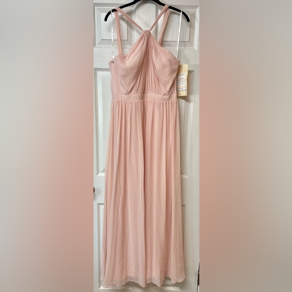 NWT Levkoff by Bill Levkoff Chiffon twist front long dress in Pink Size 12 prom - Picture 3 of 11